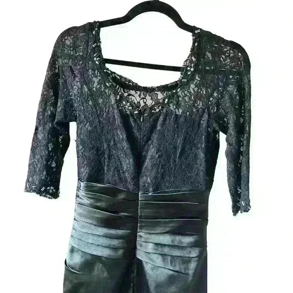 eDressit Black Lace & Satin Formal Dress Size 8 3/4 Sleeve Long Wedding Gown - Picture 9 of 15